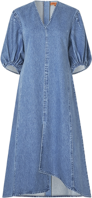Volume Sleeves Midi Dress 2251 Denim